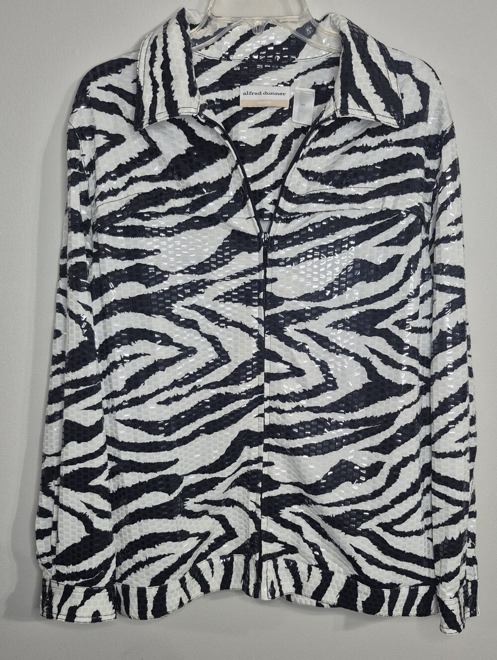 Alfred Dunner Black & White Zebra Print Lightweight  Jacket Size 18W